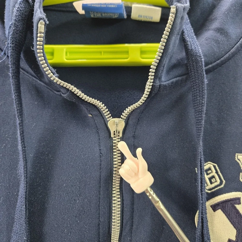 VINTAGE BYU Cougars Women Hoodie M Navy Embroidery Adidas Colorblock Logo READ
